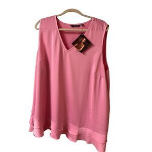 Iman tank top pink ruffle hem 3X NWT